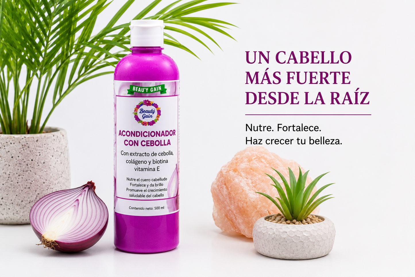 Acondicionador de cebolla - Extracto de cebolla, colágeno, biotina y vitamina E