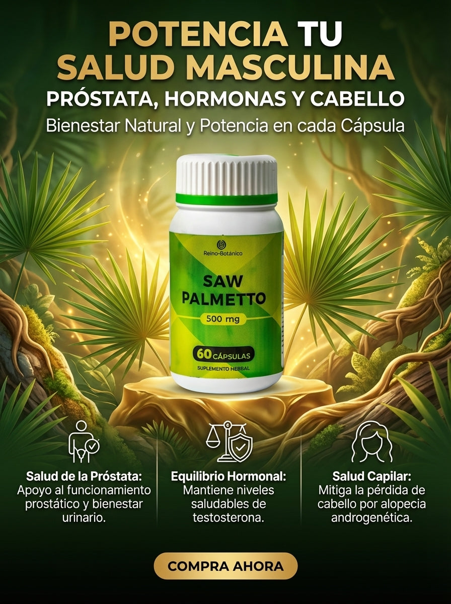 Saw Palmetto 500mg – Soporte para la Salud Prostática y Función Urinaria (60 Cápsulas)