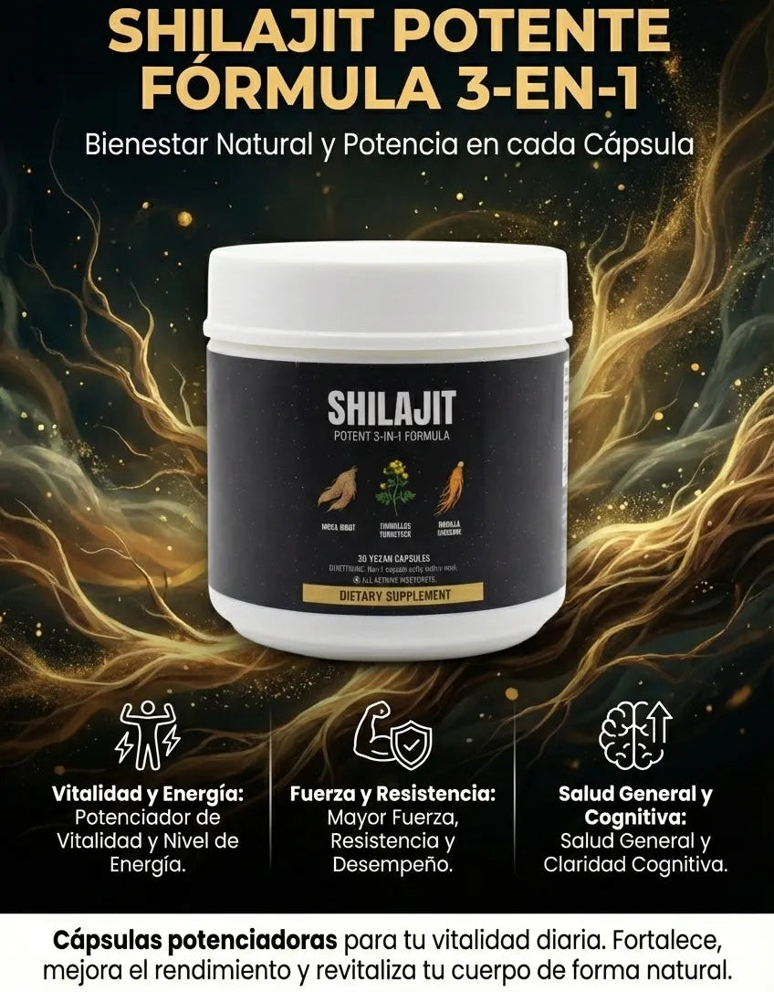 Cápsulas de Shilajit 100% Puro del Himalaya 92 Minerales (30 Cápsulas)