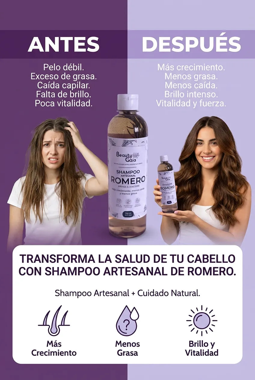 Champú de Romero Nutritivo y Regenerador para Cabello Grueso y Voluminoso (500 ml) - BeautyGala