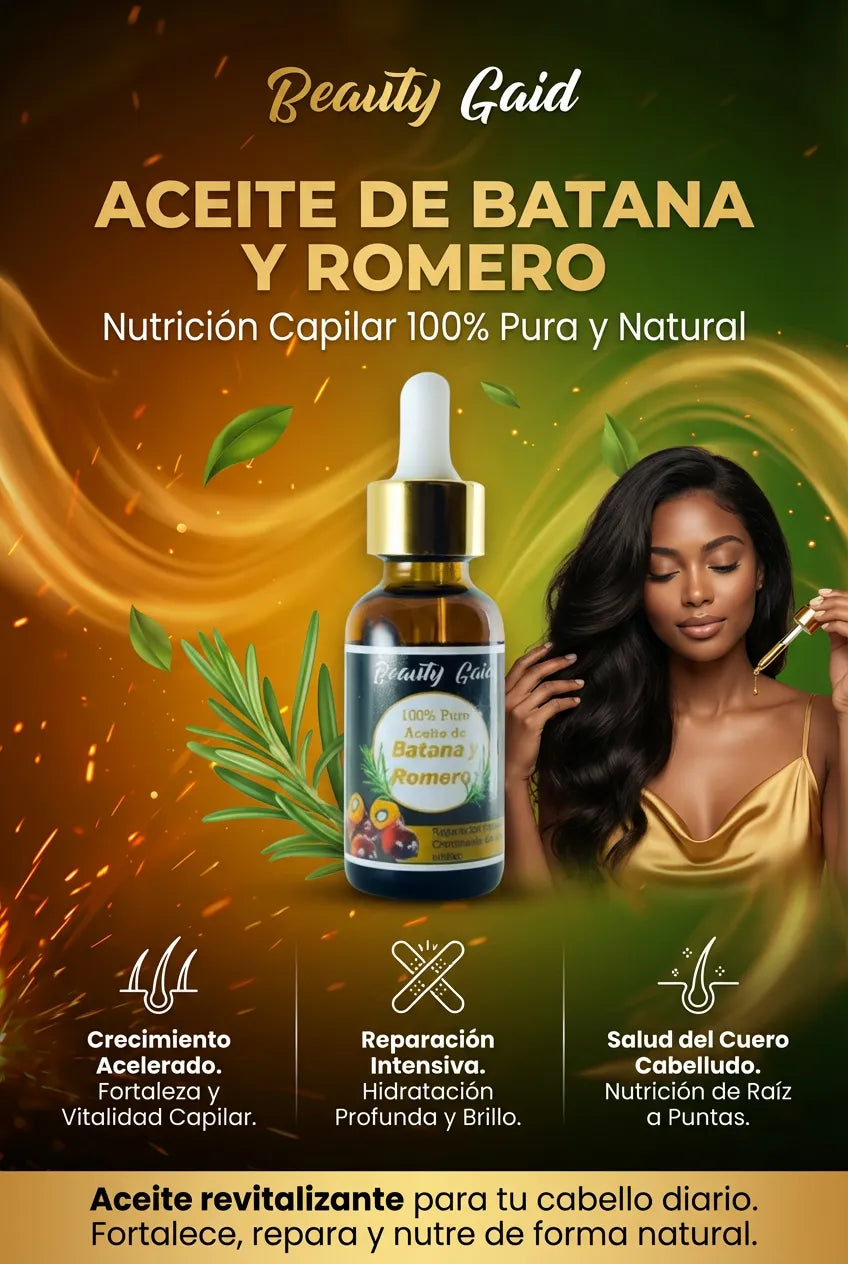 Aceite Batana 100% Puro con Romero y Maca Nutritivo Estimula el Crecimiento Capilar y Restaura el Cabello Dañado