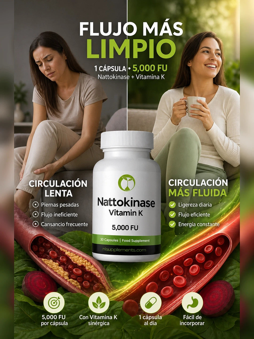 Nattokinase - Mejora de Circulación Arterial (90 cápsulas)