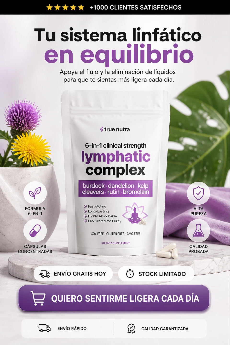 Complejo Linfático 6 en 1 Anti inflamatorio (90 cápsulas)