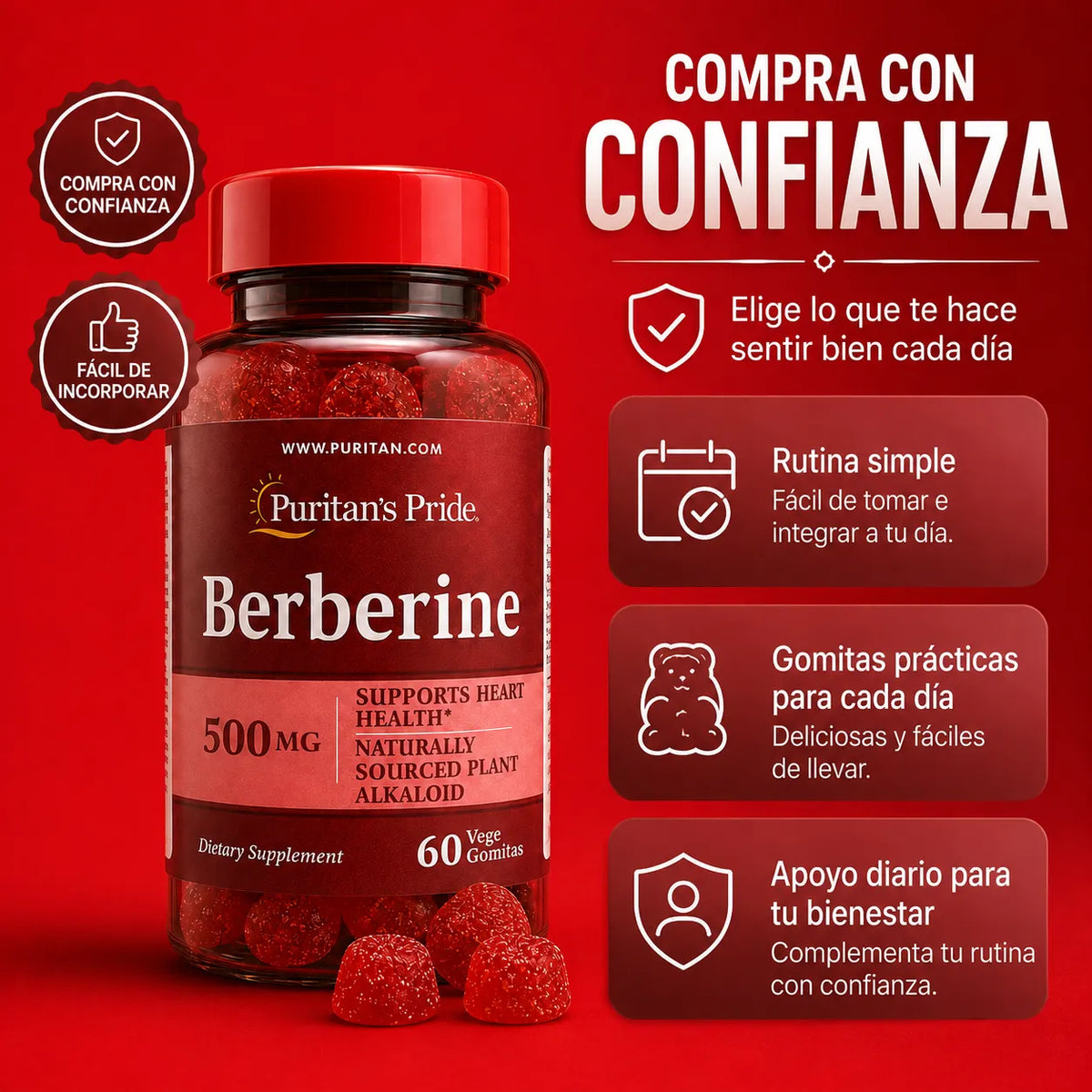 Gomitas de Berberina 500mg Veganas