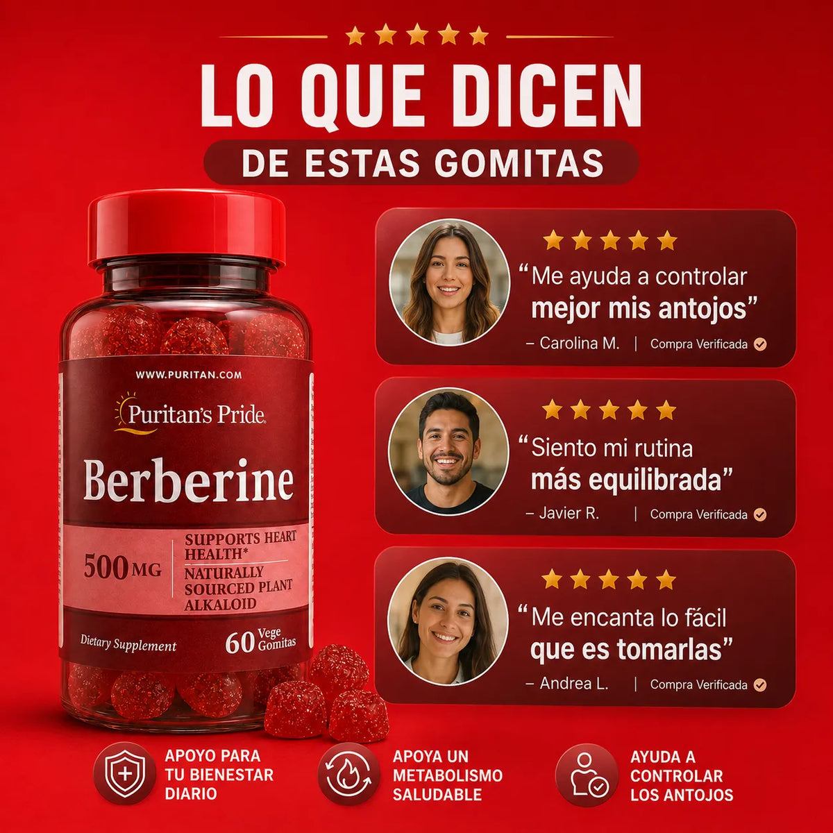 Gomitas de Berberina 500mg Veganas