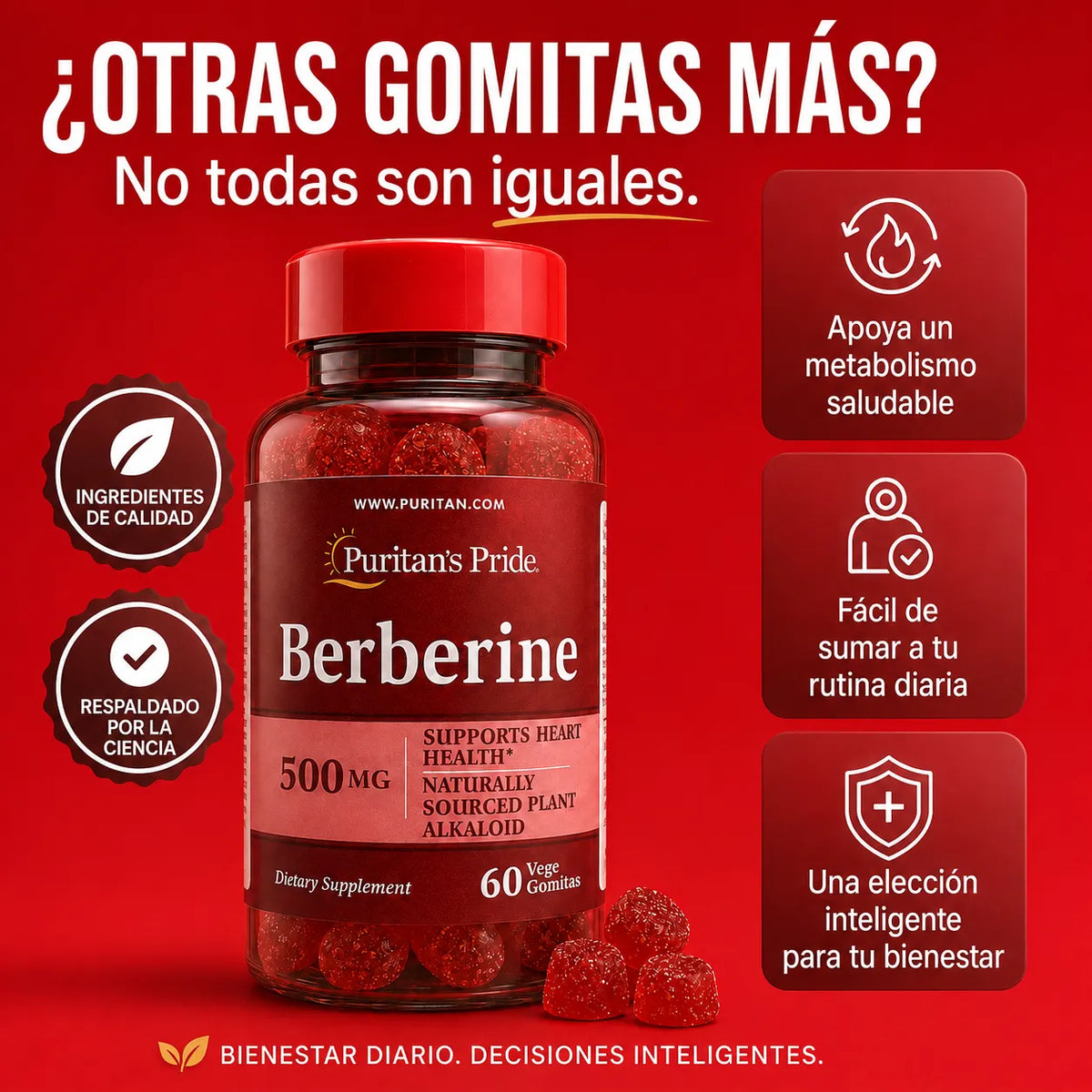 Gomitas de Berberina 500mg Veganas