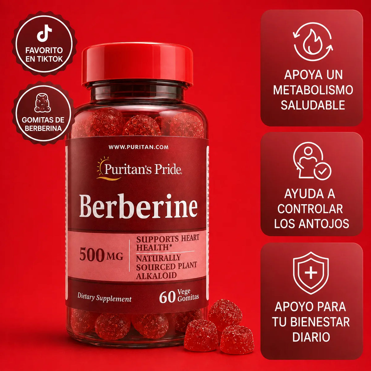 Gomitas de Berberina 500mg Veganas