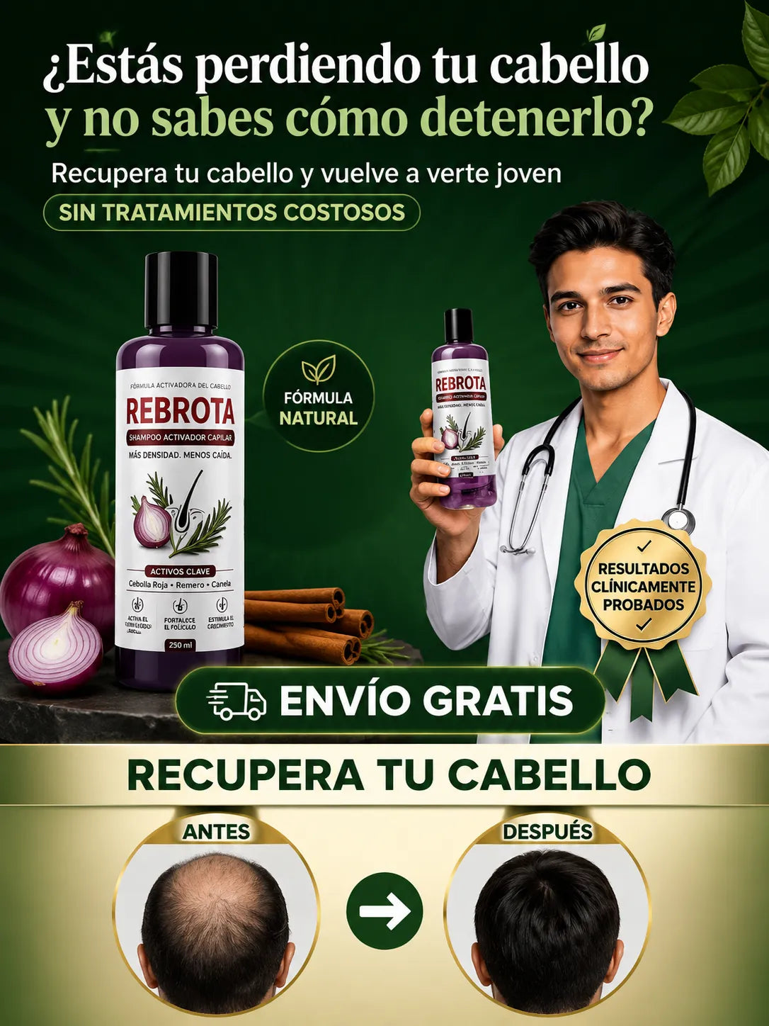 Shampoo de Cebolla – Fortalecimiento Capilar y Control de Caída con Romero y Canela