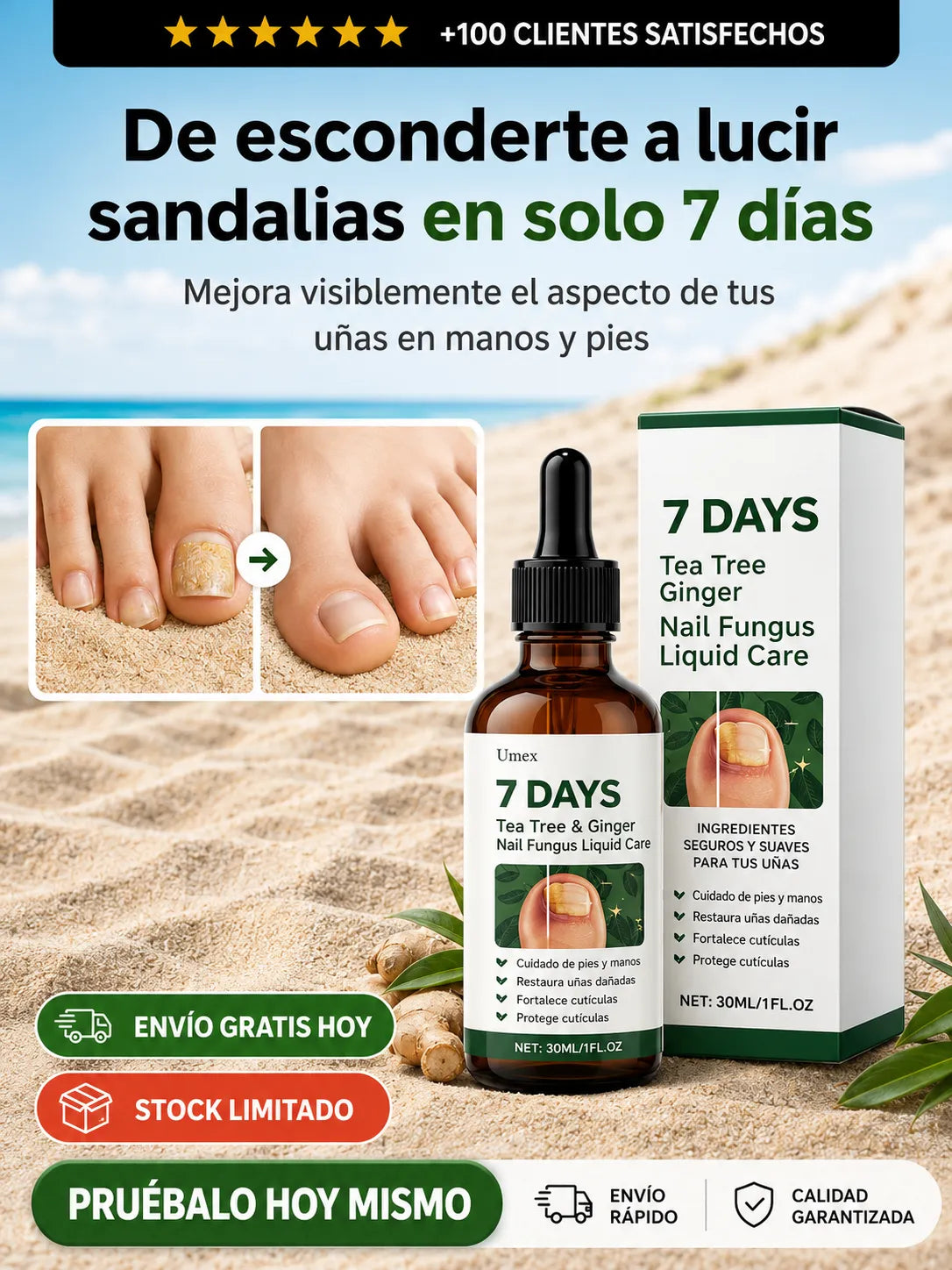 NailCare 7D™ – Sérum Tea Tree Ginger para Uñas
