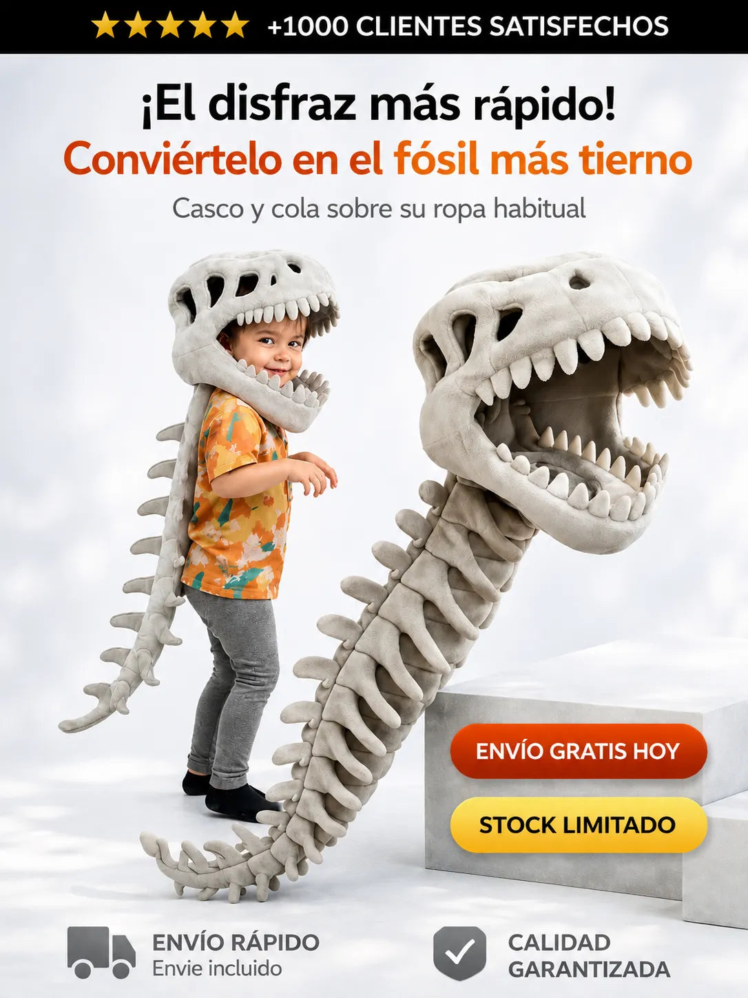 Disfraz de Esqueleto Dinosaurio para Niños