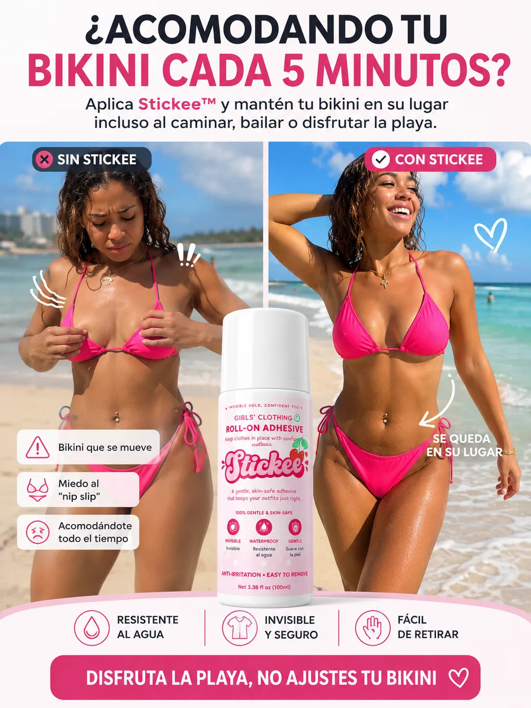 Stickee Adhesivo Roll-On para Mantener tu Ropa en Su Lugar