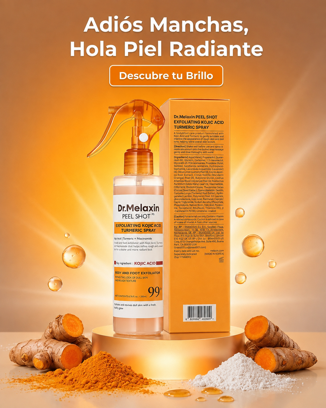 Peel Shot Kojic Acid Turmeric Serum – Sérum Exfoliante Iluminador con Ácido Kójico, Cúrcuma y AHA+BHA (80 ml)