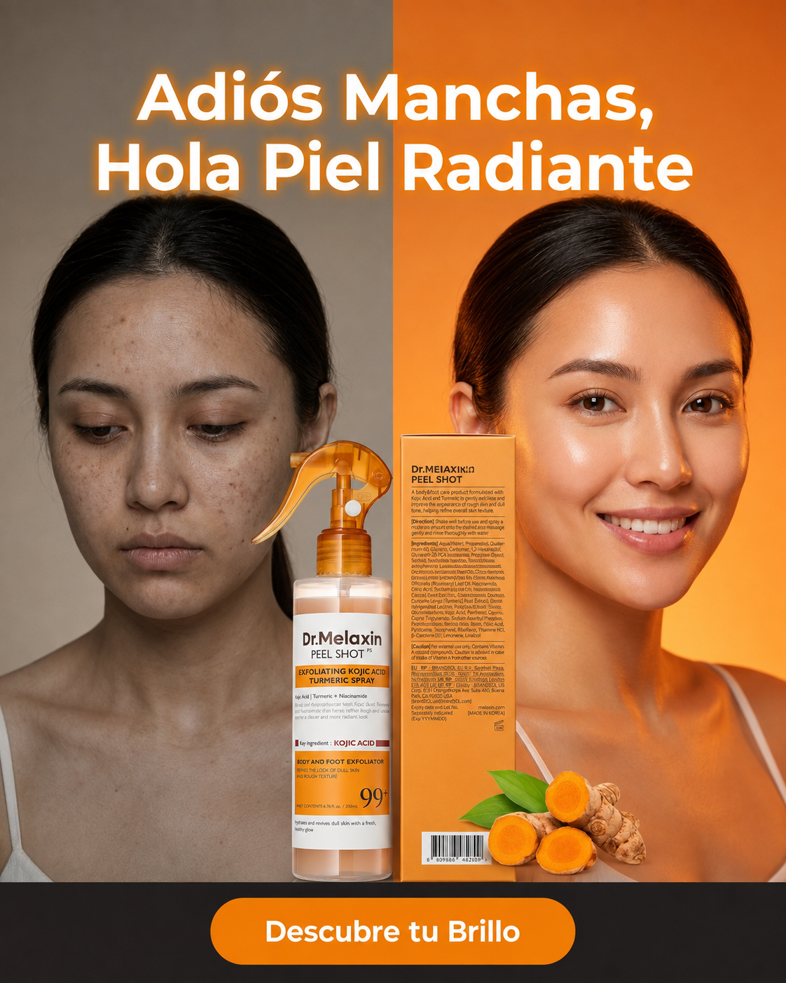 Peel Shot Kojic Acid Turmeric Serum – Sérum Exfoliante Iluminador con Ácido Kójico, Cúrcuma y AHA+BHA (80 ml)