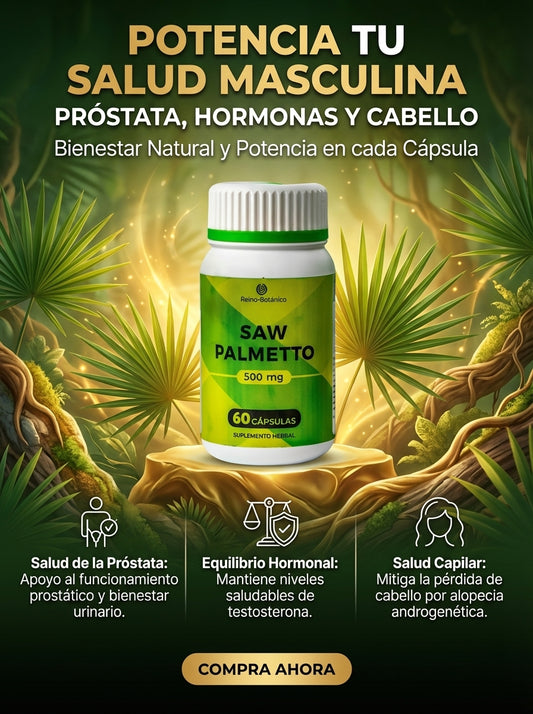 Saw Palmetto 500mg – Soporte para la Salud Prostática y Función Urinaria (60 Cápsulas)