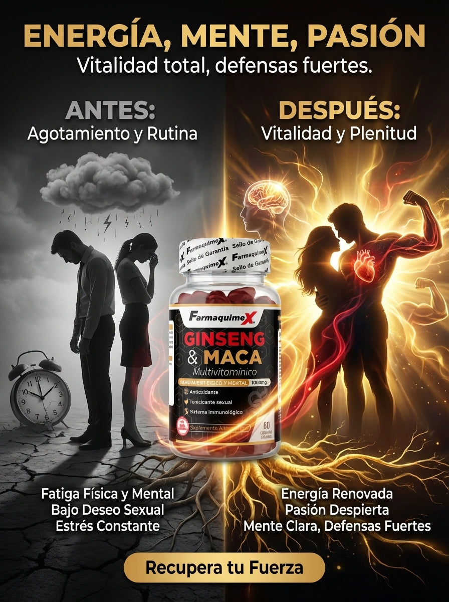 Multivitaminico de Ginseng y Maca: Energía Explosiva, Concentración y Vitalidad Diaria (60 cápsulas)