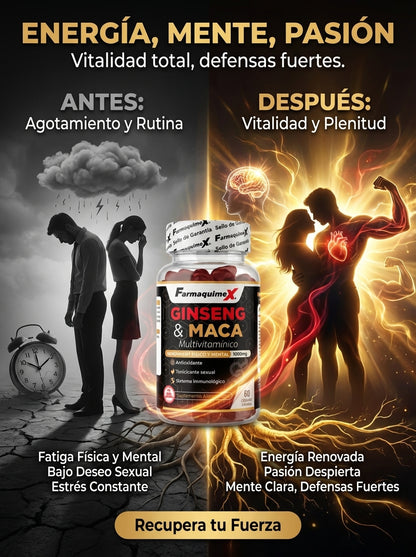Multivitaminico de Ginseng y Maca: Energía Explosiva, Concentración y Vitalidad Diaria (60 cápsulas)