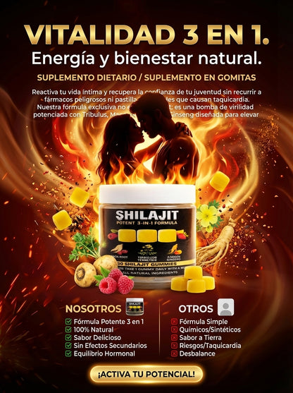 Gomitas de Shilajit 100% Puro del Himalaya (Pack de 30 Gomitas)
