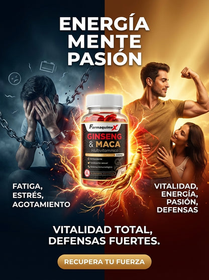 Multivitaminico de Ginseng y Maca: Energía Explosiva, Concentración y Vitalidad Diaria (60 cápsulas)