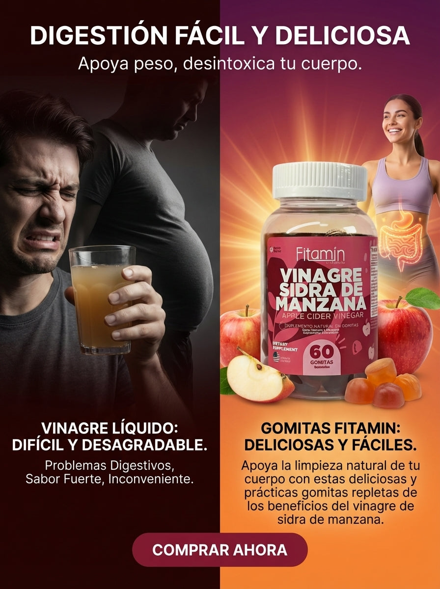 Gomitas de Vinagre de Manzana: Quema Grasa Acelera Metabolismo y Controla Apetito (60 Gomitas)