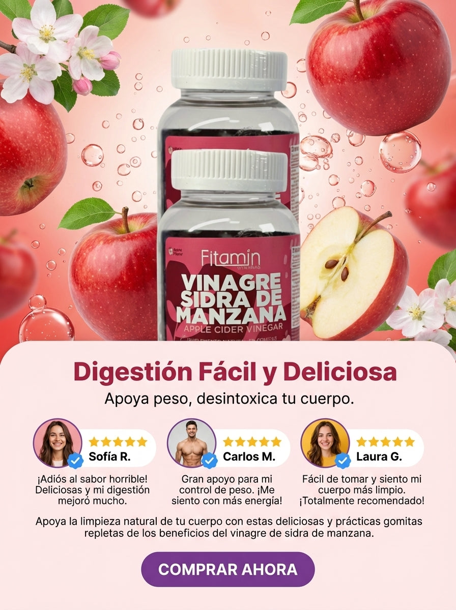 Gomitas de Vinagre de Manzana: Quema Grasa Acelera Metabolismo y Controla Apetito (60 Gomitas)
