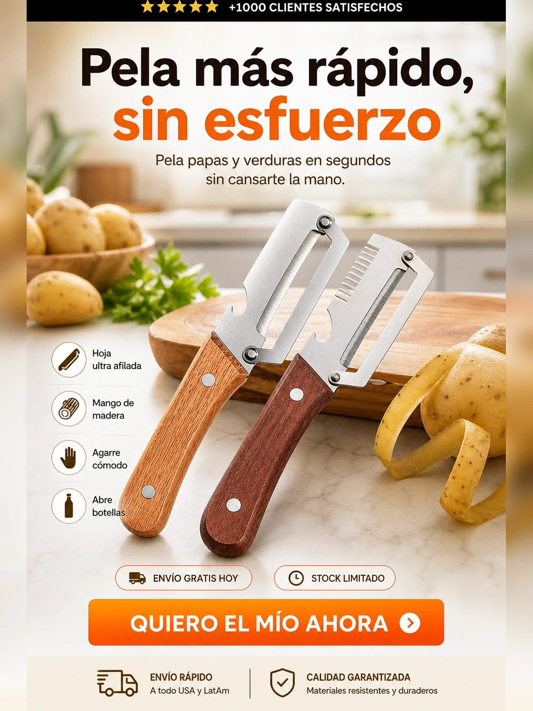 Set de Pelador de Verduras + Abridor Premium (2 piezas)