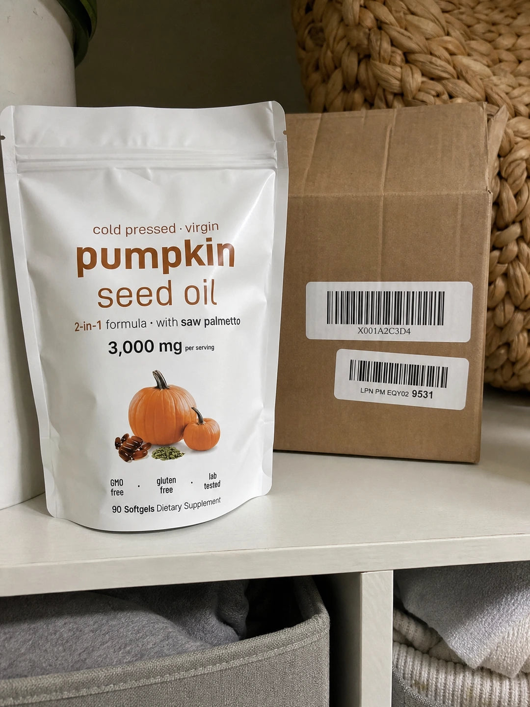 PUMPKIN SEED OIL + SAW PALMETTO – Suplemento de Aceite de Semilla de Calabaza Prensado en Frío con Saw Palmetto para Apoyo Prostático y Urinario (90 cápsulas blandas)